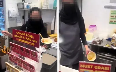 Pekerja FamilyMart digantung kerja selepas didakwa baling sup ke arah penghantar makanan