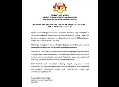 JKNJ nafikan dakwaan viral, Hospital Segamat terus beroperasi
