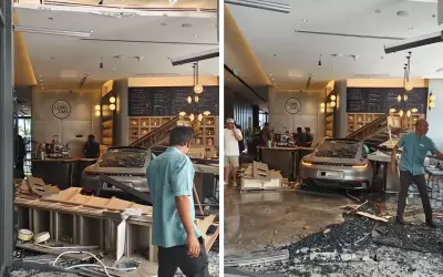 Kereta rempuh lobi hotel di Gurney Drive, pemandu wanita 61 tahun didakwa silap tekan pedal