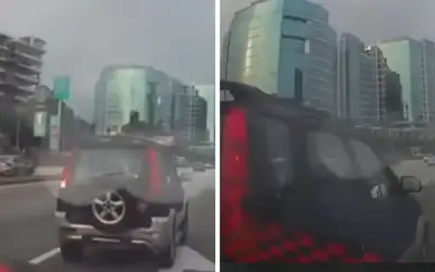 Polis buru pemandu Perodua Kembara lari selepas langgar kereta dan motosikal di Lebuhraya Persekutuan