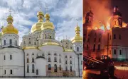 Serangan Maut di Ukraine, Katedral Kyiv Terbakar