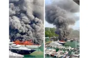 Yacht mewah terbakar di marina Sentosa Cove Singapura